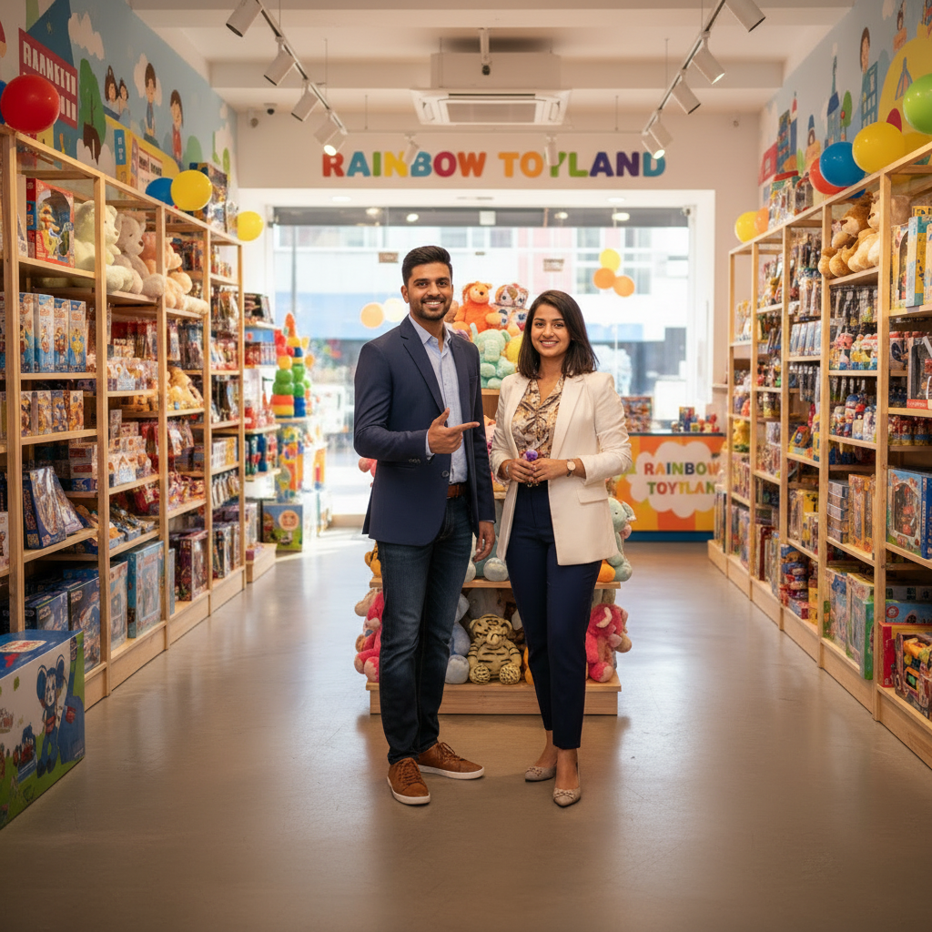 make the size square and standing with female business partner