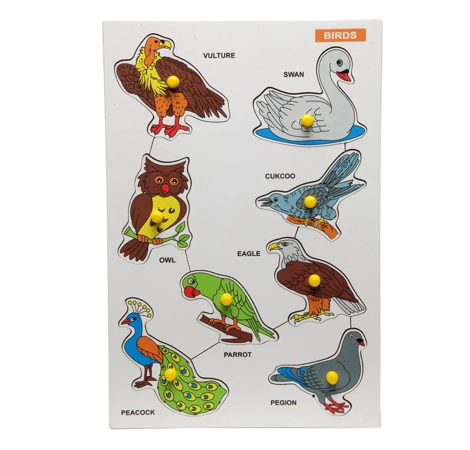 Wooden Peg Animals and Birds Puzzle