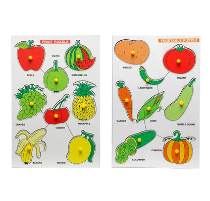Wooden Peg Fruit and Vegetables Puzzle